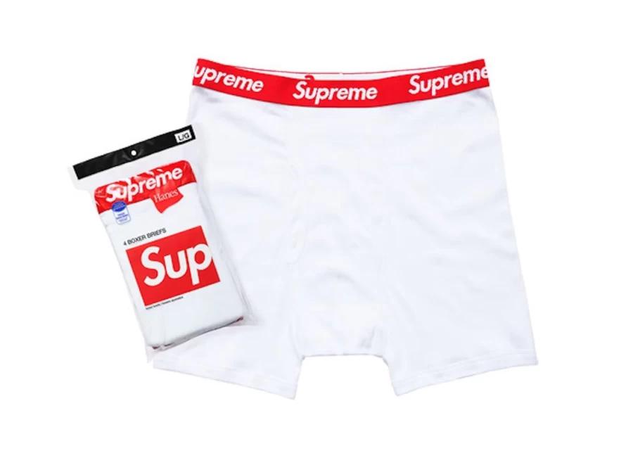 Supreme x Hanes Unisex Boxer Briefs 4-Pack - White Cotton Underwear Multipack
