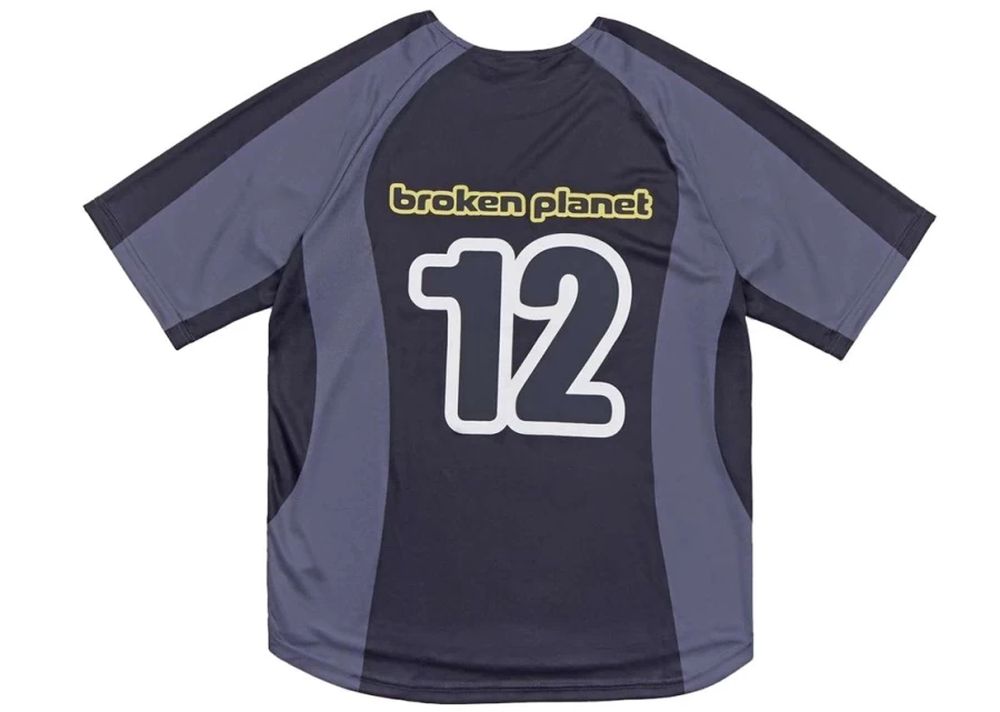Broken Planet Market Unisex Football Jersey - Black & Grey Short Sleeve Sportswear