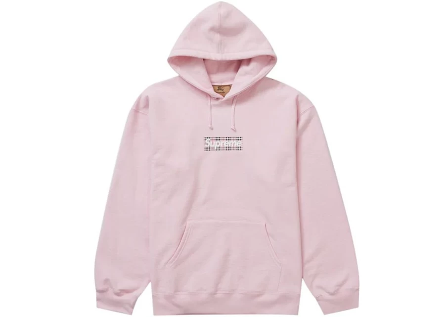 Supreme x Burberry Box Logo Hoodie Unisex Light Pink Streetwear Collaboration