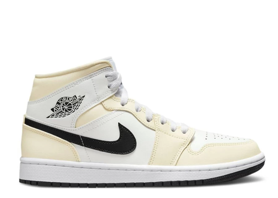 Air Jordan 1 Mid 'Coconut Milk' Women's Sneakers - White & Pale Grey Basketball Shoes