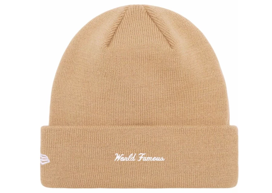 Supreme x New Era Box Logo Beanie Dark Sand FW23 Unisex Winter Knit Hat