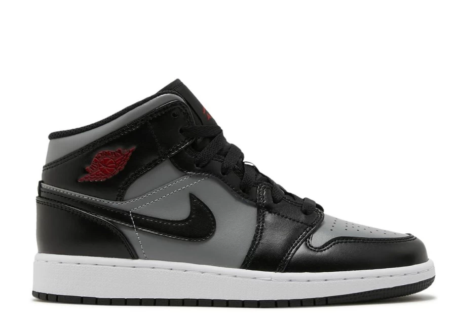 Air Jordan 1 Mid 'Shadow Red' Kids GS Basketball Shoes - Official Release