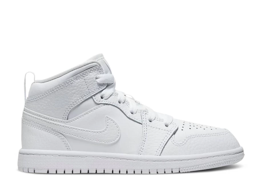 Air Jordan 1 Mid 'Triple White' Kids (PS) - Boys/Girls Sneakers