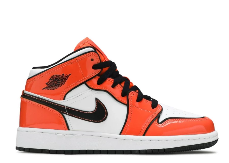 Air Jordan 1 Mid 'Turf Orange' Kids GS Basketball Shoes - Orange & Black Sneakers for Boys & Girls