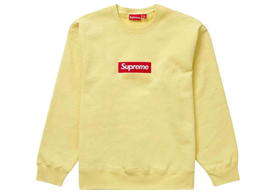 Supreme Box Logo Crewneck Sweatshirt - Unisex Yellow Pullover Streetwear