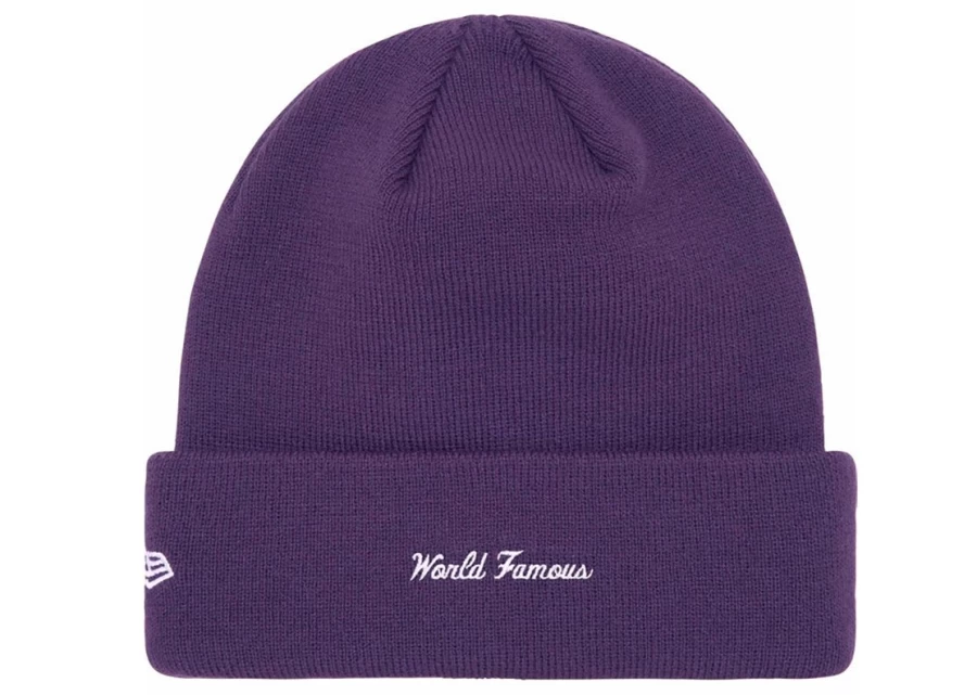Supreme X New Era Box Logo Beanie Dark Purple Winter Hat Unisex FW23 Collaboration