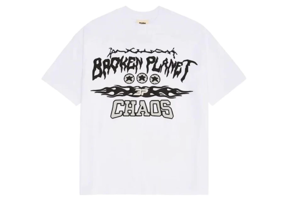 Broken Planet Market Unisex 'Chaos' T-Shirt - Snow White | Streetwear Graphic Tee