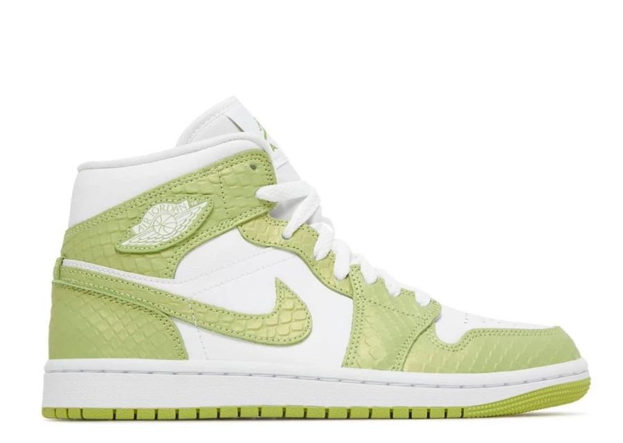 Air Jordan 1 Mid SE 'Green Python' Women's Basketball Shoes