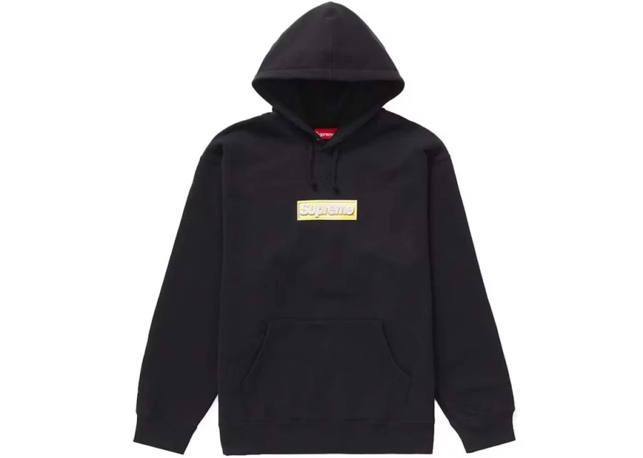 Supreme Unisex Bling Box Logo Hoodie - Black Luxury Streetwear Pullover