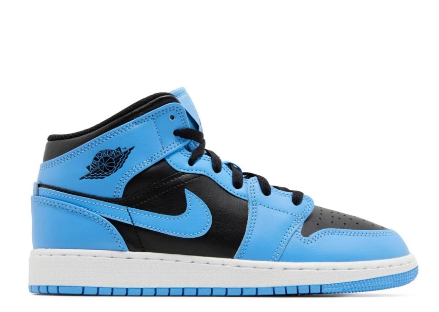 Air Jordan 1 Mid 'University Blue Black' Kids GS Basketball Shoes