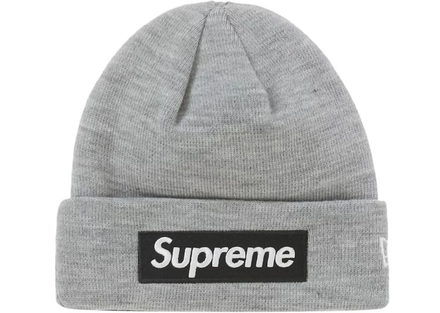 Supreme Unisex Heather Grey Box Logo Beanie by New Era - Winter Skull Cap
